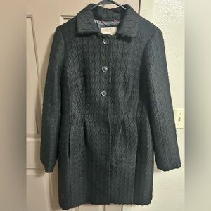 Banana Republic Black Textured Single-Breasted Pea Coat